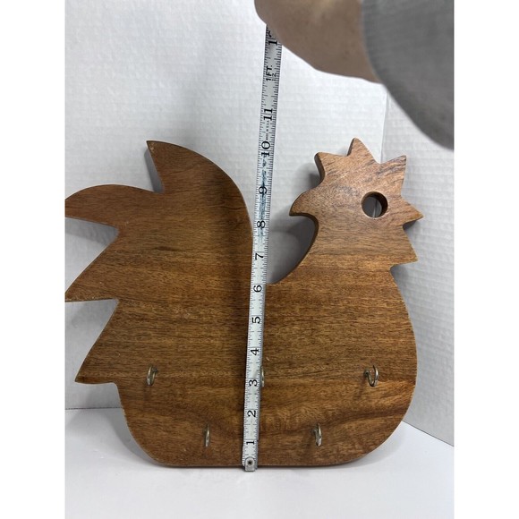Chicken Shape Wall Mount Wood Key Holder VTG Handmade 5 Hooks Hanger on Back EUC - Picture 6 of 7